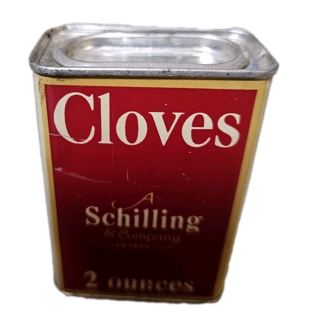 Vintage Enterprise brand Cloves empty 2 oz Spice Tin, S.H. Tyler & son SF Calif.